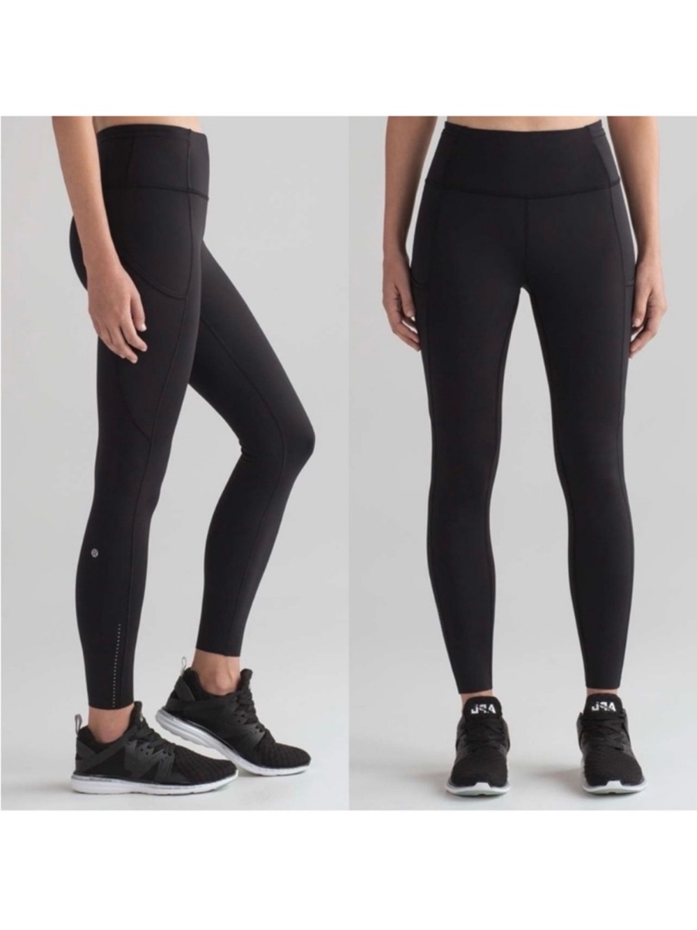 Lululemon Fast & Free 7/8 Tight II Nulux 25" Black Reflective Size 2